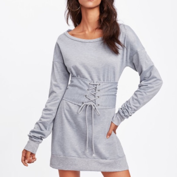 grey corset sweater dress